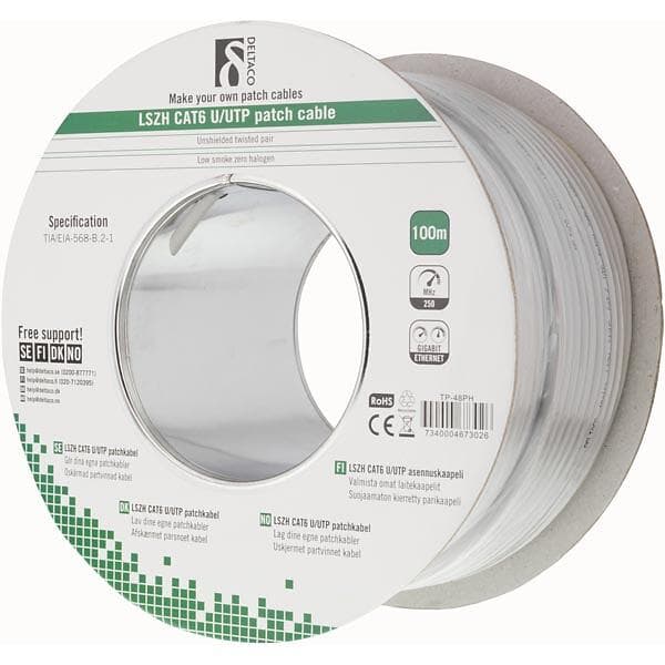 Deltaco U/UTP Cat6 LSZH TP-48H 100m