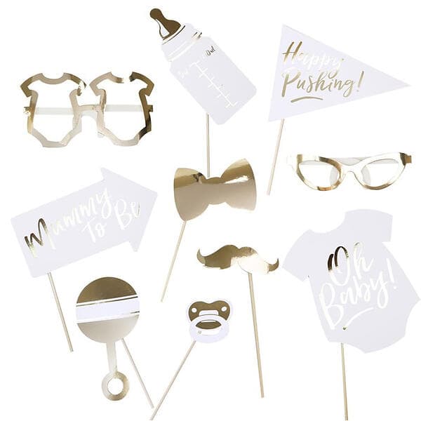 Ginger Ray Photoprops Oh Baby Gold 10-pack