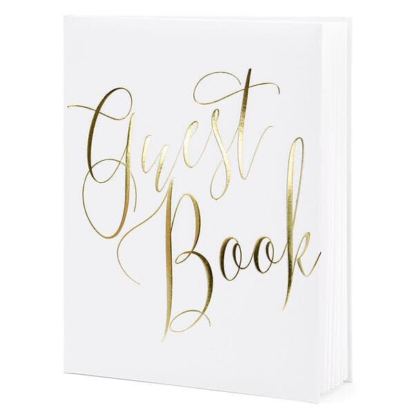 PartyDeco Guest Book Vit och Guld