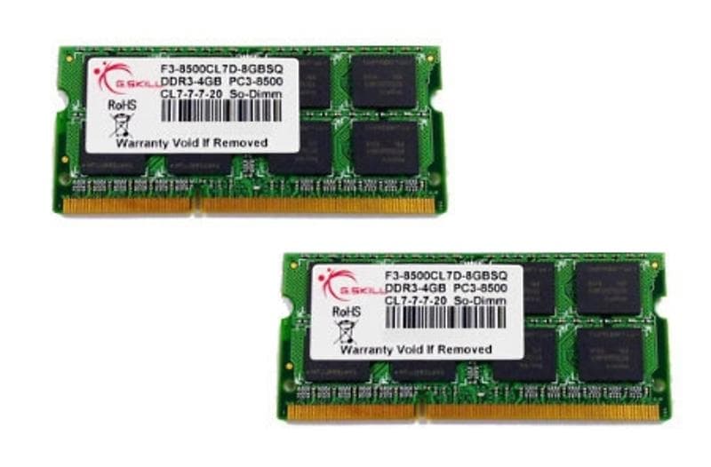 G.Skill SQ SO-DIMM DDR3 1066MHz 2x4GB (F3-8500CL7D-8GBSQ)