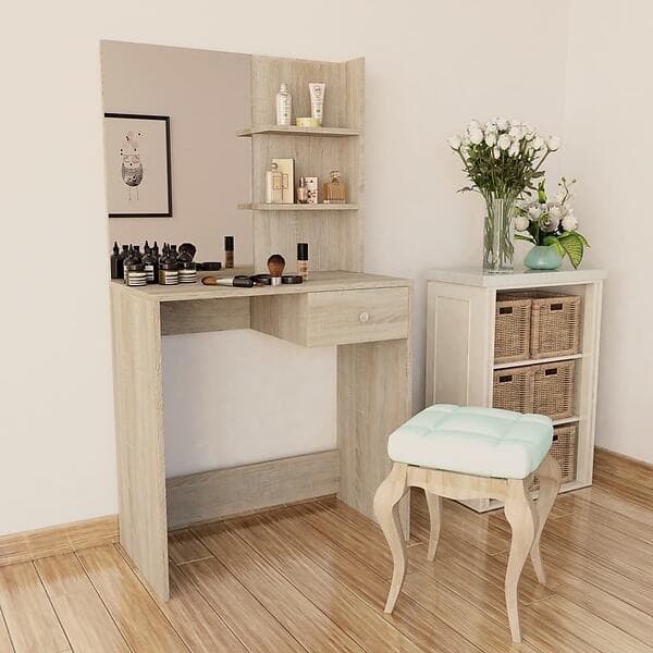 vidaXL Sminkbord Spånskiva 75x40x141cm