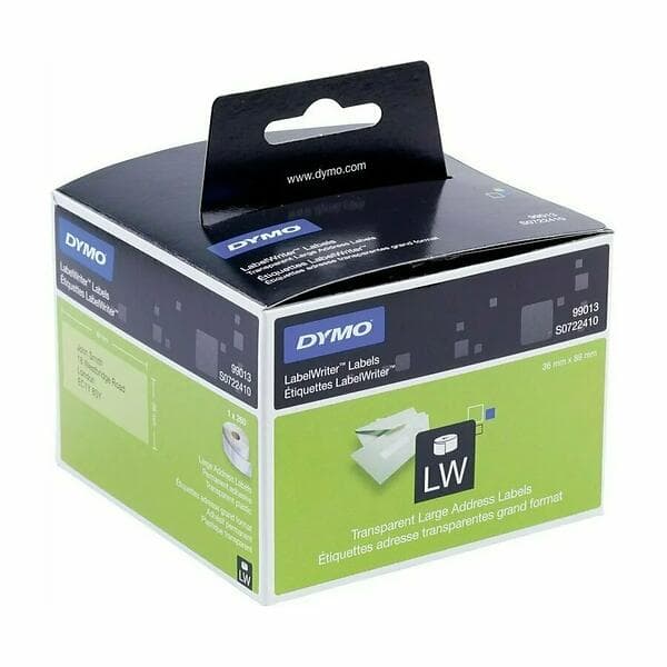 Dymo Etikett LW Labelwriter STORA ADRESSETIKETTER- adress 36 Transparent X 89x36mm 89 MM S0722410