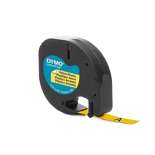 Dymo Märkband LetraTag Letra Plast tag Gul Svart/Gul 12mm x 4 m