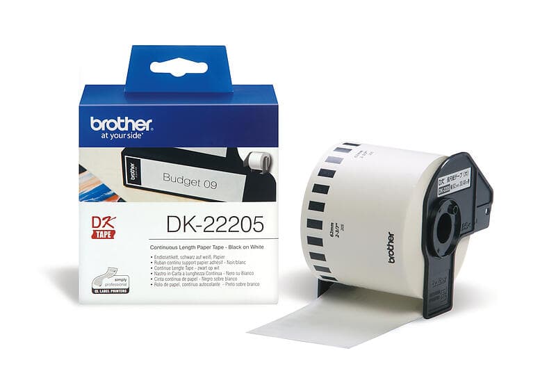 Brother DK-22205 Etikett Löpande Papper Vit 62mm x 30,48m