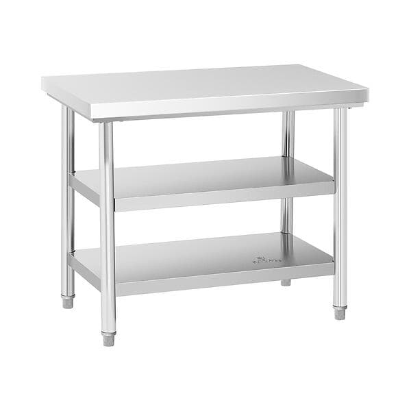 Royal Catering Rostfri arbetsbänk 100 x 60 cm 600kg 3 hyllplan