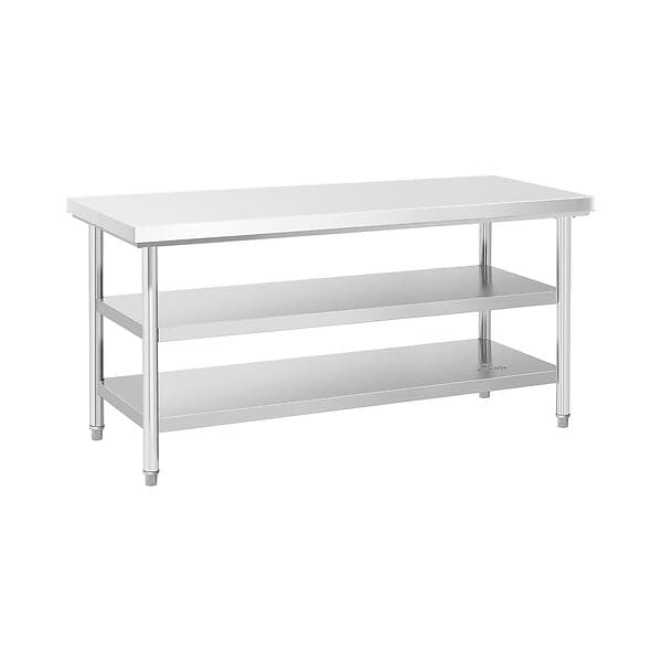 Royal Catering Arbetsbänk i rostfritt stål 70 x 180 cm 600kg 3 nivåer