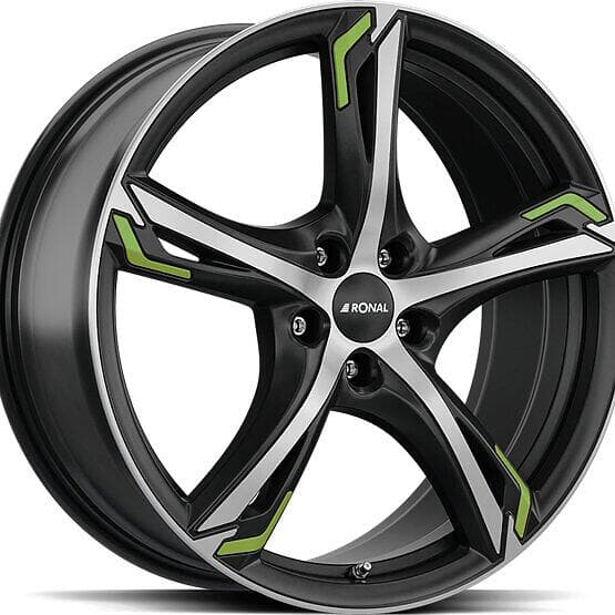 Ronal R62 Green Jet Black Matt Front Cut 7,5X18 5/105 ET42 CB56,6