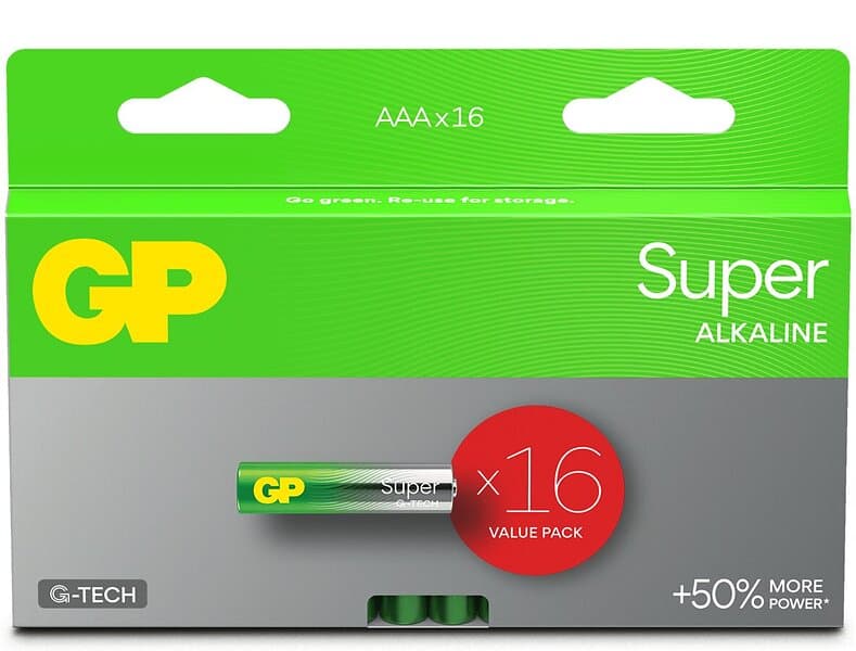 GP Batteries Super Alkaline AAA-batteri, LR03, 16-pack