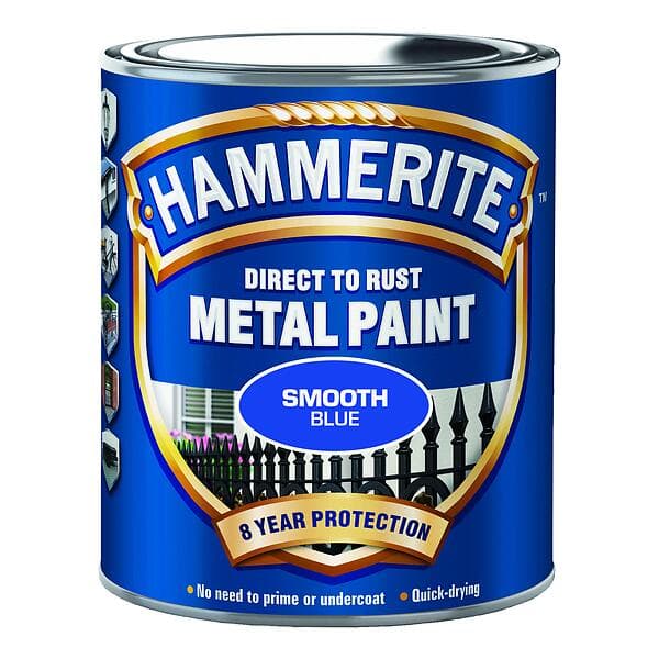 Hammerite Direct to Rust Metal Paint Smooth Blue 250ml