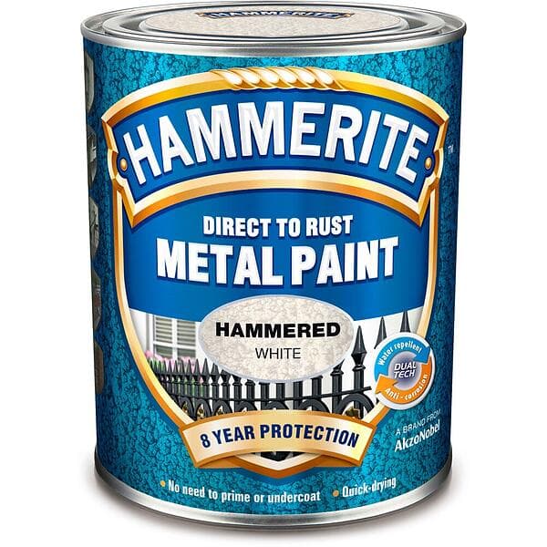 Hammerite Direct to Rust Metal Paint Hammered White 0,25L