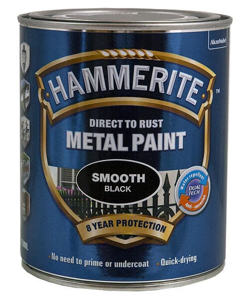 Hammerite Direct to Rust Metal Paint Smooth Black 0,75L