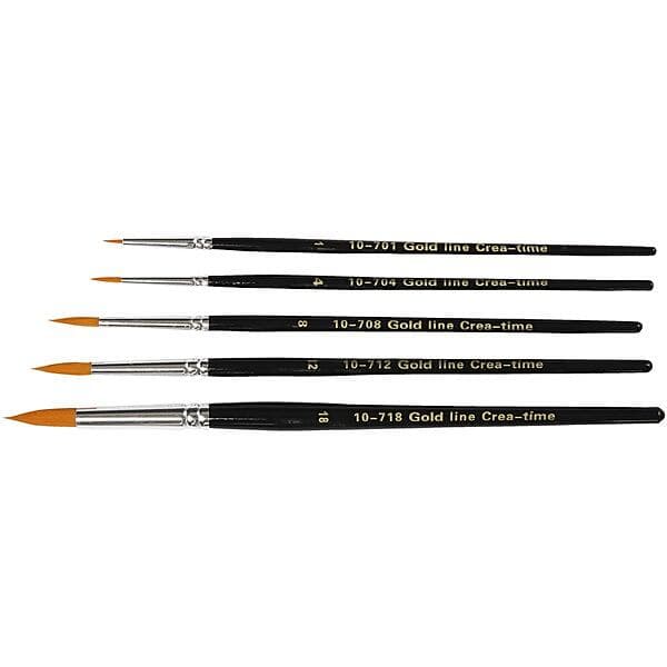 Creativ Company Gold Line Konstnärspenslar Runda 2-7mm No 1-18 5st