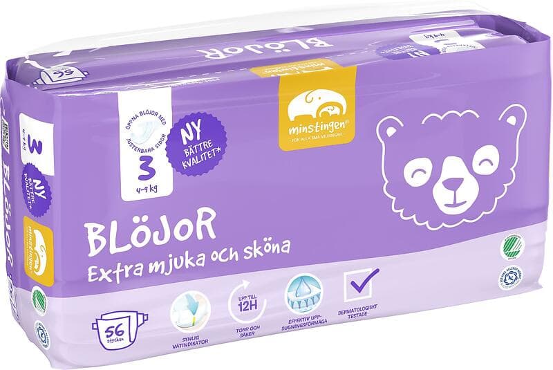 Minstingen Blöjor nr 3 (4-9kg) 56 st
