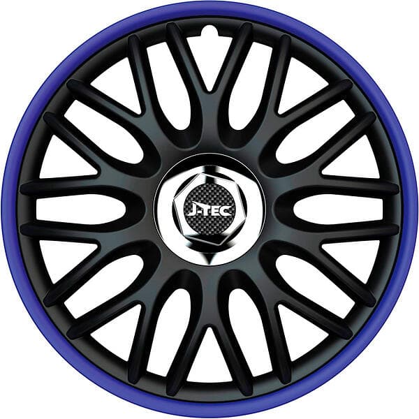 J-Tec Navkapslar set Orden R 13 tum svart/blå kromring