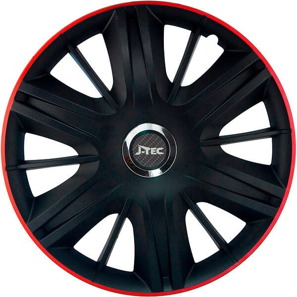 J-Tec Navkapslar set Maximus GTR 16 tum svart/röd kromring