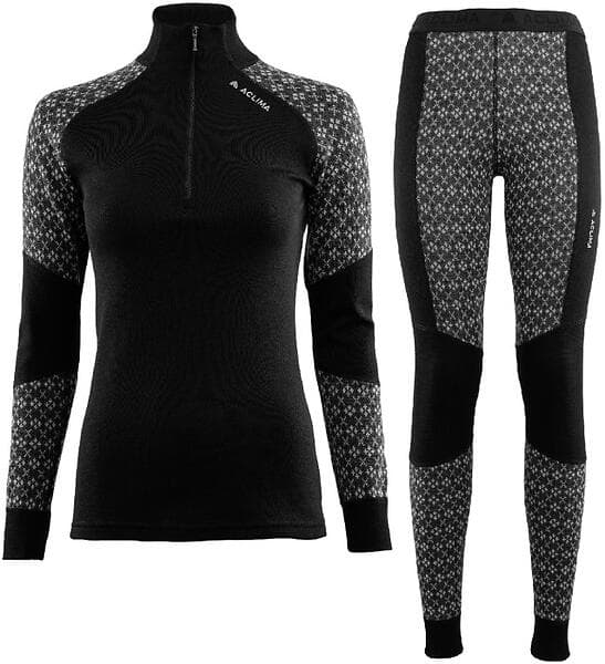 Aclima DesignWool Glitre Mock Neck LS Shirt Half Zip + Longs Set (Dam)