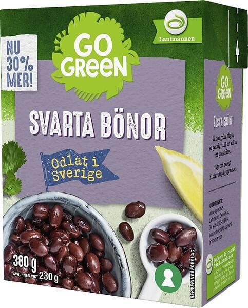 GoGreen Svenskodlade Svarta Bönor 380g