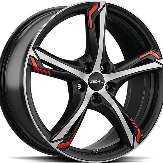 Ronal R62 Red Jet Black Matt Front Cut 7,5X18 5/105 ET42 CB56,6