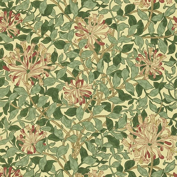 William Morris Honeysuckle Green/Coral Pink DMC1HS102