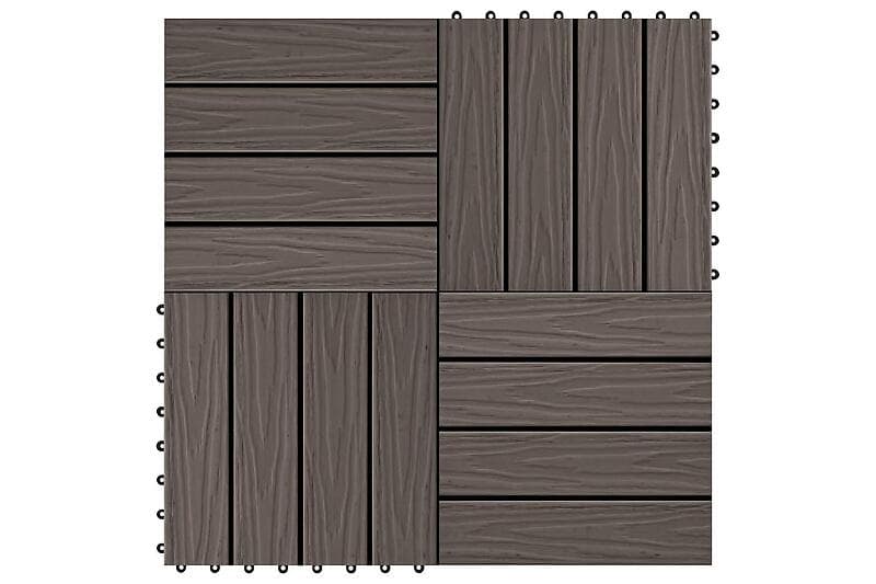 Be Basic Trall 11 st djupt mönster WPC 30x30 cm 1 kvm mörkbrun Brun