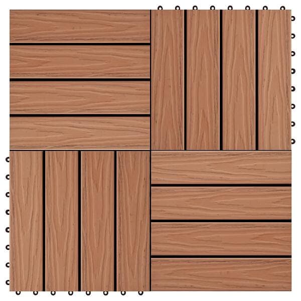 Be Basic Trall 11 st djupt mönster WPC 30x30 cm 1 kvm ljusbrun Brun