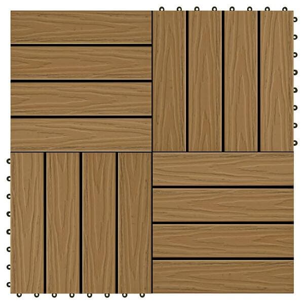 Be Basic Trall 11 st djupt mönster WPC 30x30 cm 1 kvm teakfärg Brun