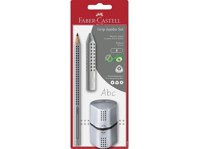 Faber-Castell Jumbo Blyertspenna Grip Silver set
