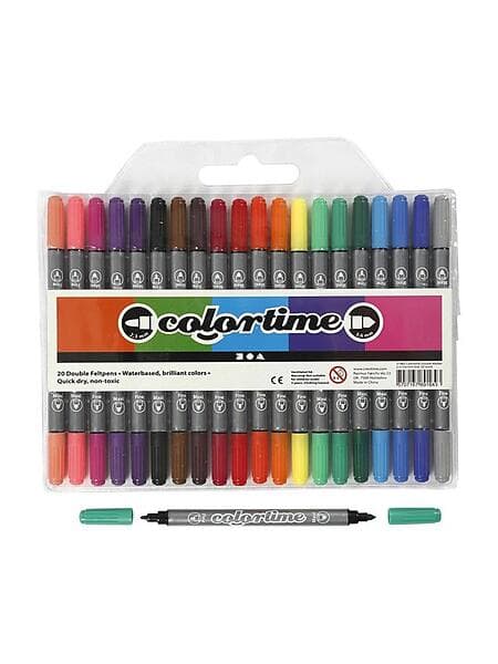 Colortime Tuschpennor Two-Tip 20-set