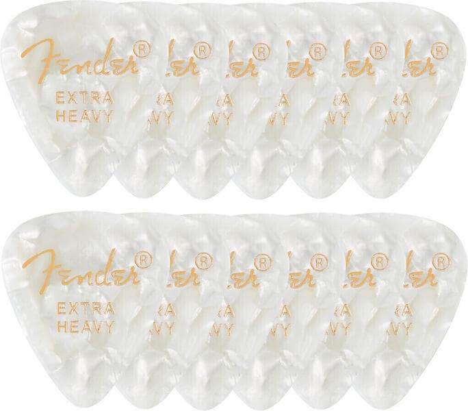 Fender 351 Shape Premium Picks Extra Heavy White Moto 12 Pack