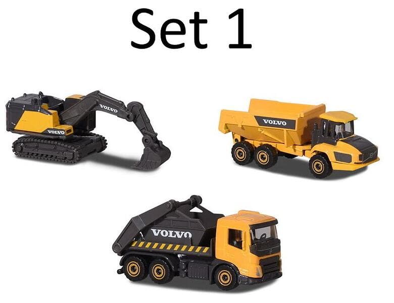 Majorette Volvo Construction 3 Delar Set 2, Hjullastare, Dumper, Cementblandare