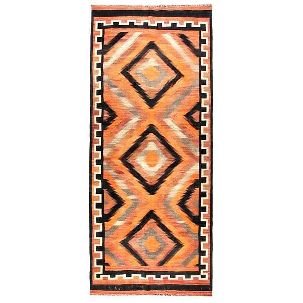 Arkiio Persisk Matta Kelim 131x320 Handknuten Afghan Orange/Svart 751926