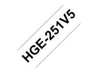 Brother HGe-251V5 svart text - vit tejp 24mm x 8m 5-pack