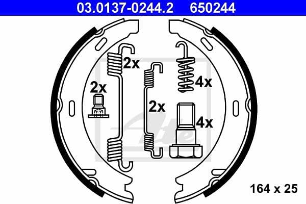 ATE Bromsbackar, sats, parkeringsbroms 03,0137-0244,2