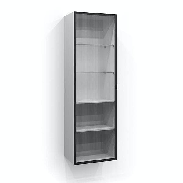 Svedbergs Högskåp Dörr Vitrin 160x50 Svart matt/Linjeglas 7160505-3