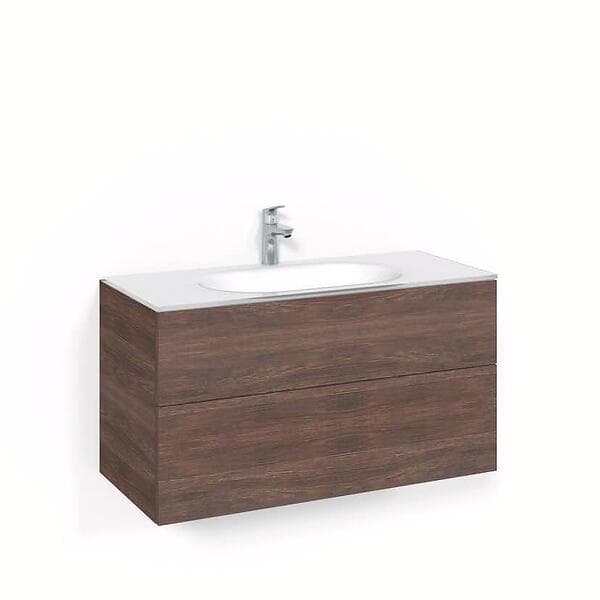 Macro Design Tvättställsskåp Open Med Glastvättställ Crown100x45 Brun Ask Pushopen Glashandfat FSK100BPOG
