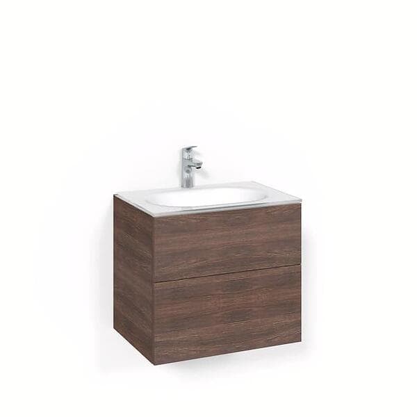 Macro Design Tvättställsskåp Open Med Glastvättställ Crown60x45 Brun Ask Pushopen Glashandfat FSK60BPPG