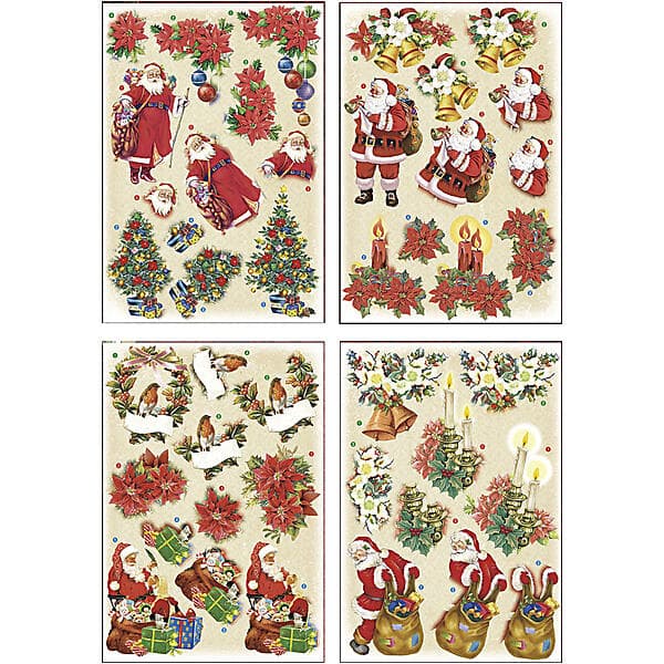 Creativ Company 3D Motiv - 21 x 30cm Jultomte och Julstjärnor 4 ark