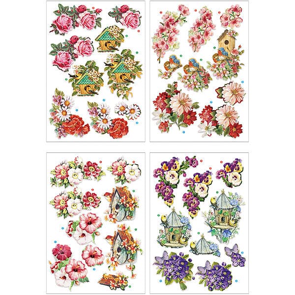 Creativ Company 3D Motiv 21 x 30cm - Blommor & Fåglar 4 ark