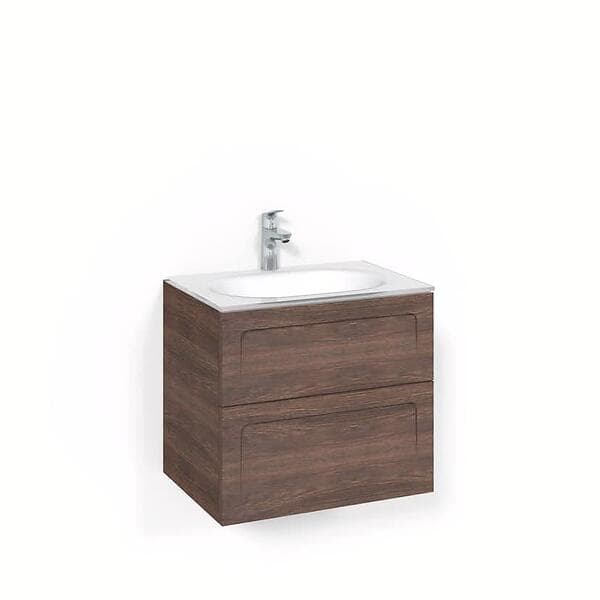 Macro Design Tvättställsskåp Shape Med Glastvättställ Crown60x45 Brun Ask Glashandfat FSK60BSG