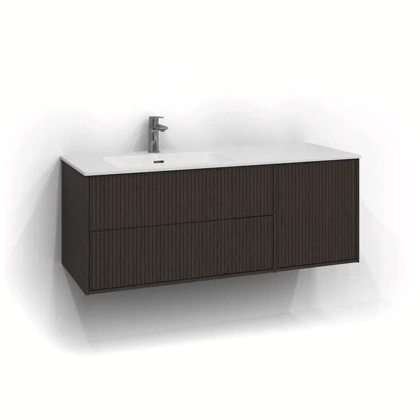 Svedbergs Tvättställsskåp Epos 120x45 Underdel Rand Brun ask 2+1L Push 1712212V-P