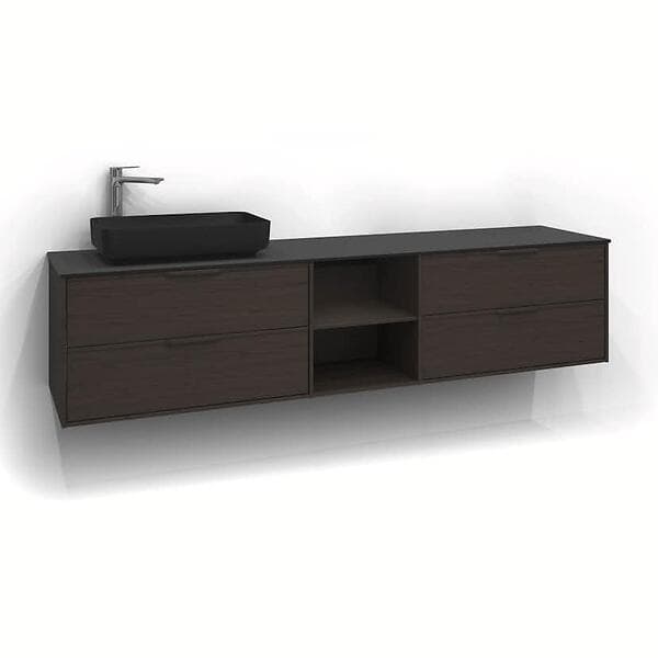 Svedbergs Tvättställsskåp Epos 200x45 Underdel Relief Brun ask 2+0+2L Öppen förvaring 17202021
