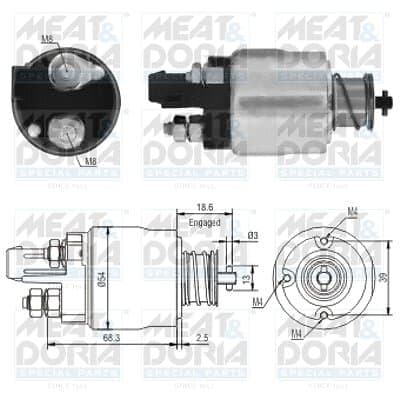 Meat&Doria Solenoid, startmotor 46158