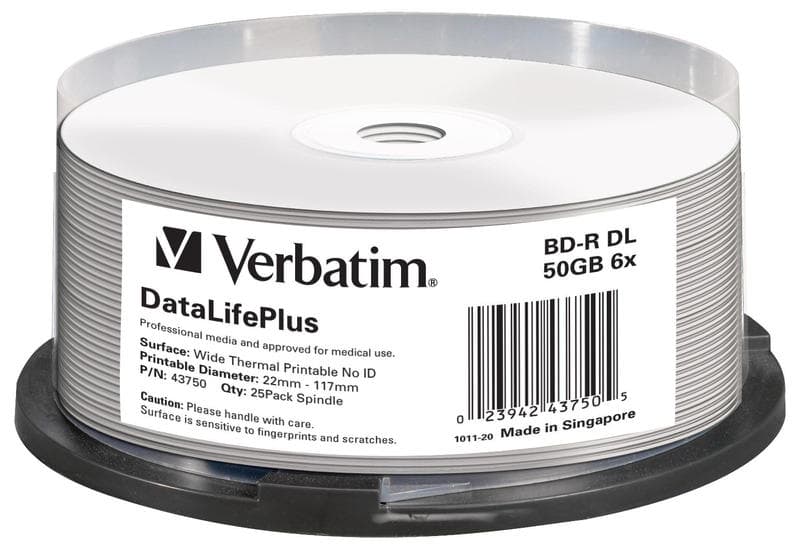 Verbatim BD-R DL 50GB 6x 25-pack Spindel Wide Thermal Printable