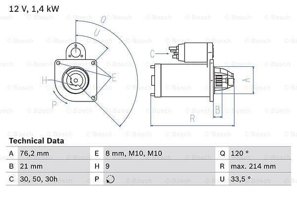 Bosch Startmotor 0 986 017 110