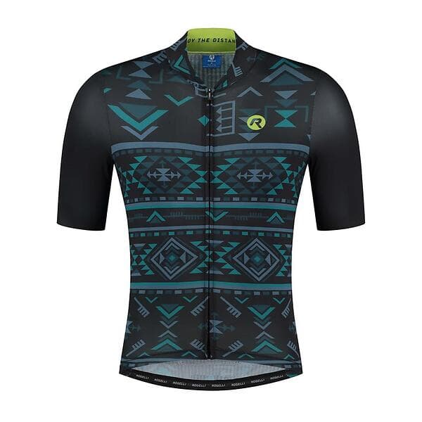 Rogelli Cykeltröja SS Aztec Herr Black/Blue/Lime Svart/Blå/Grön XXXL