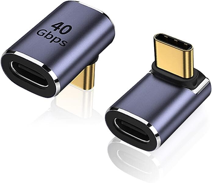 NÖRDIC USB C - USB C (angled) 4 (USB4) M-F Adapter 40G 8K60Hz PD100W