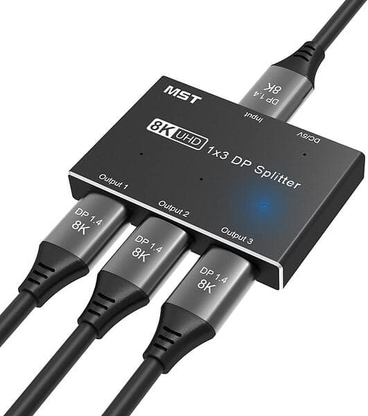 NÖRDIC DisplayPort - 3x Displayport F-F 8K@30Hz Splitter Adapter