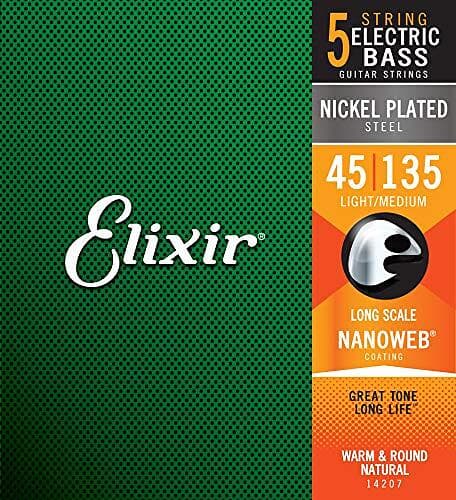Elixir 14207 Electric Bass Nickel Plated Steel 5-String NANOWEB 045-135