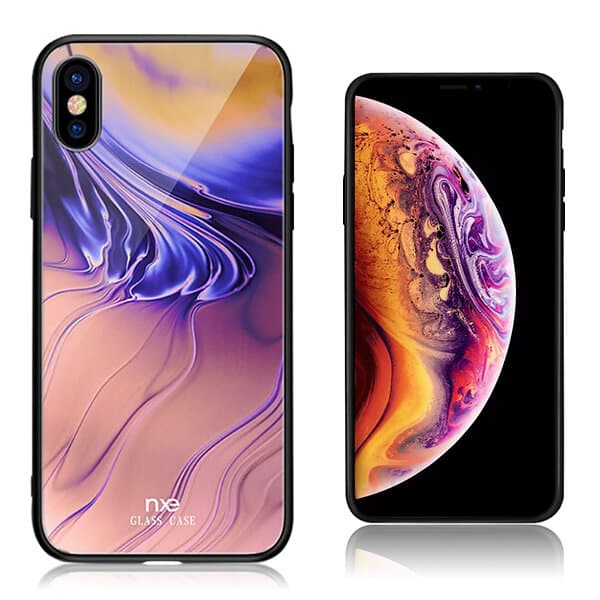 Lux-Case NXE iPhone Xs Max light pattern tempered glass case Style C Genomskinlig