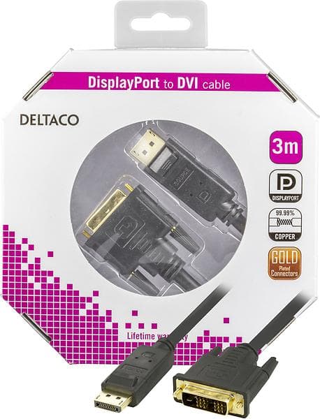 Deltaco DVI-D Single Link - DisplayPort 3m